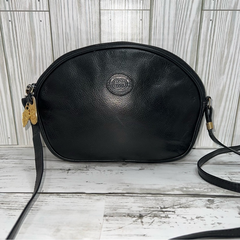 Gucci Vintage Black Leather  Crossbody Bag Gold Hardware - Picture 3 of 14